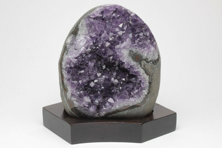 Amethyst Cluster With Wood Base - Uruguay #200008